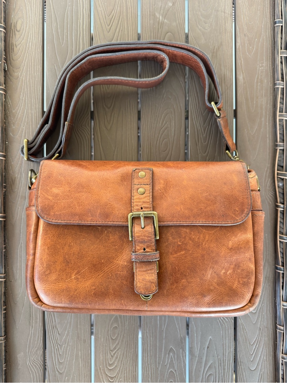 Ona The Bowery Antique Cognac Padded Leather Camera Bag